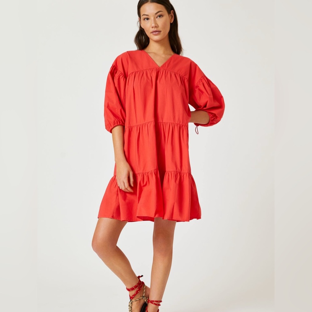 Sundry Red Tiered Lounge Dress - Small